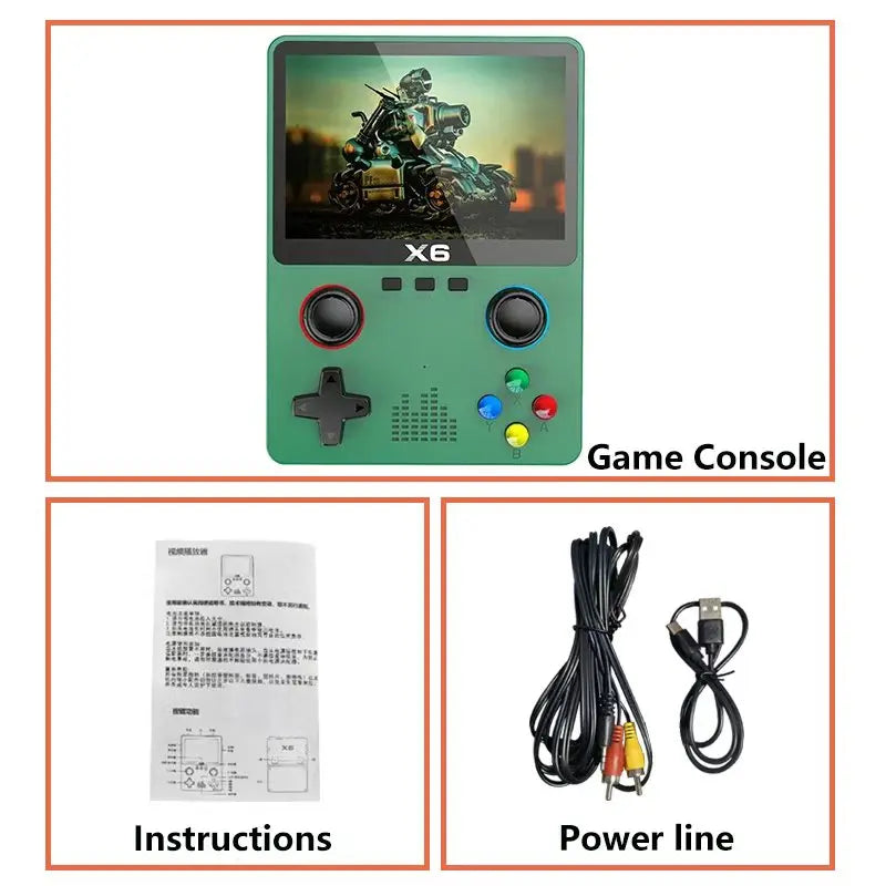 USAMR X6 Retro Mini Game Console: 3.5-Inch IPS Display, 10000+ Pocket-Sized Classic Games – Ultimate Portable Gaming Device