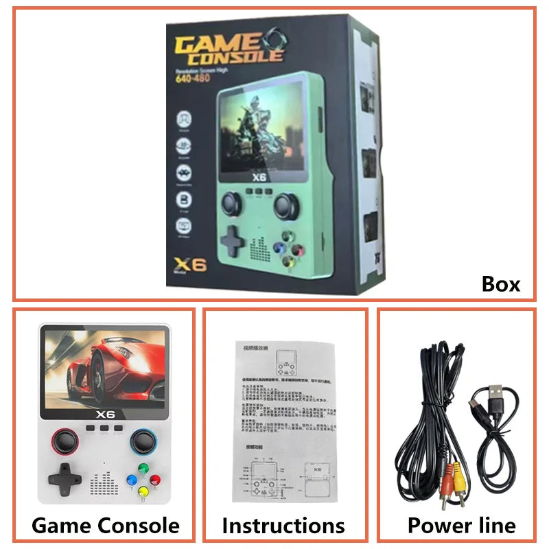 USAMR X6 Retro Mini Game Console: 3.5-Inch IPS Display, 10000+ Pocket-Sized Classic Games – Ultimate Portable Gaming Device
