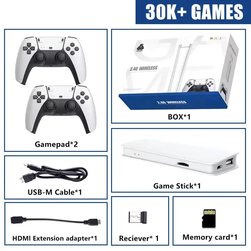 USAMR M15 Game Stick Mini TV Handheld Console Wireless Gamepads 128G 30000+ Retro Games HD Two-player