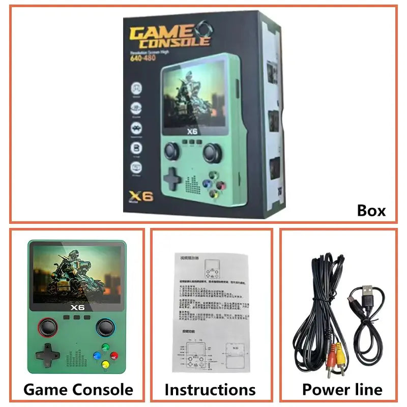 USAMR X6 Retro Mini Game Console: 3.5-Inch IPS Display, 10000+ Pocket-Sized Classic Games – Ultimate Portable Gaming Device