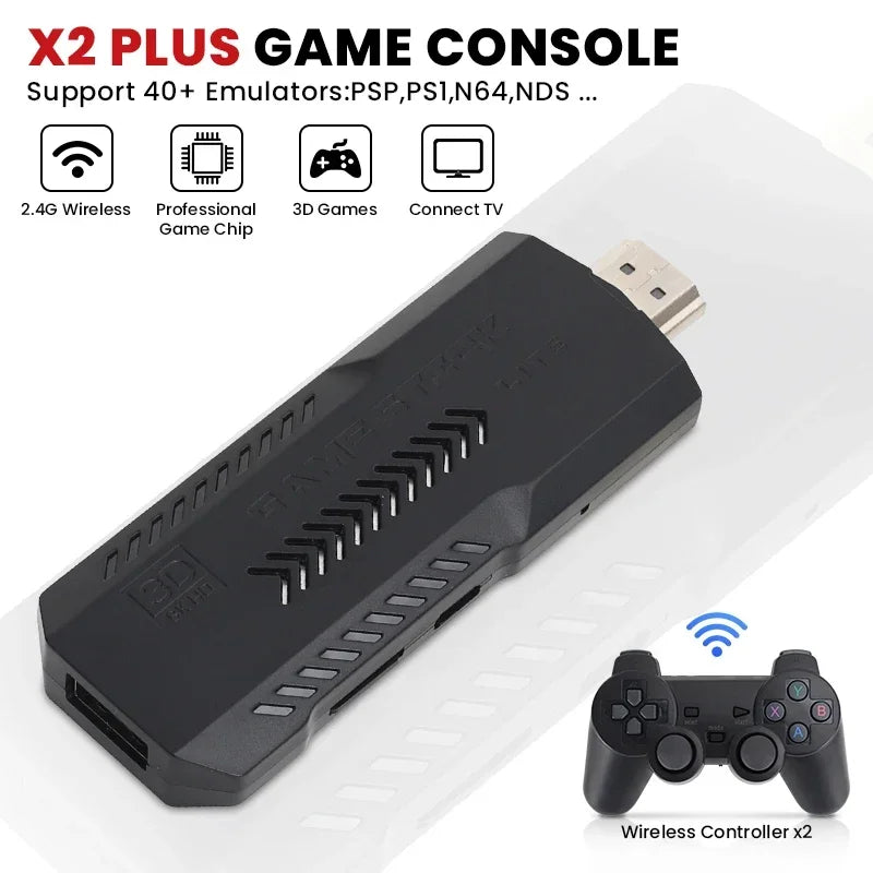 USAMR X2 Plus 4K Game Stick 256GB Retro Gaming Console with Wireless Controllers for 4K Classic Games