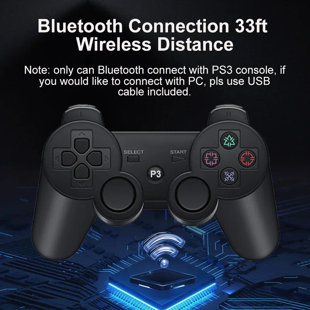 Wireless Gamepad for PS3: Bluetooth Connectivity, Vibration Feedback, ABS Environmental Protection Material & Snowflake Buttons