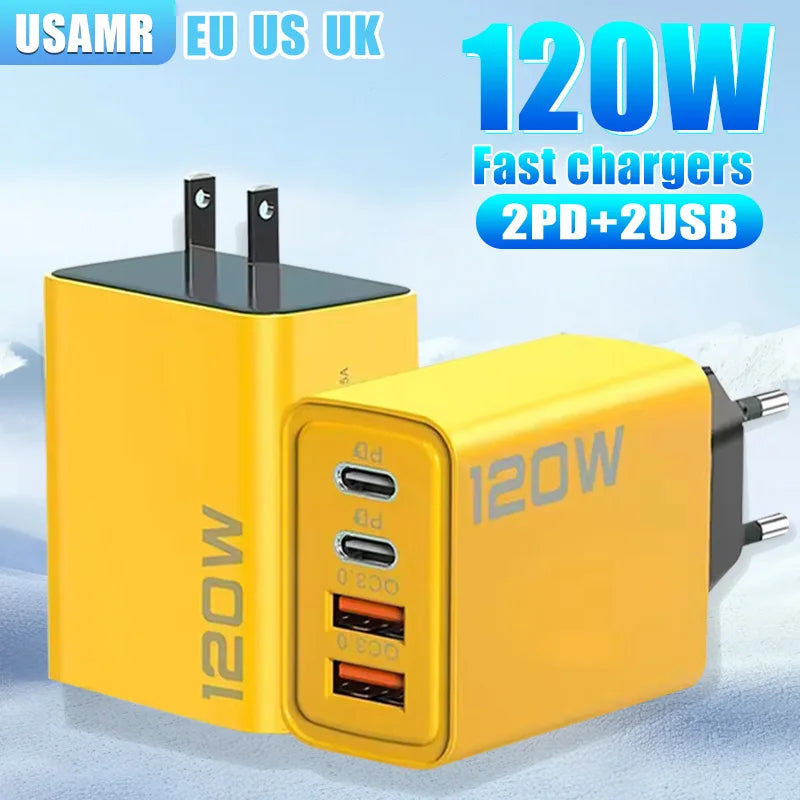 USAMR 120W Fast Charger Type C Quick Charge 3.0 USB Charger Adapter For iPhone PD USB Charger Fast Charging Plug