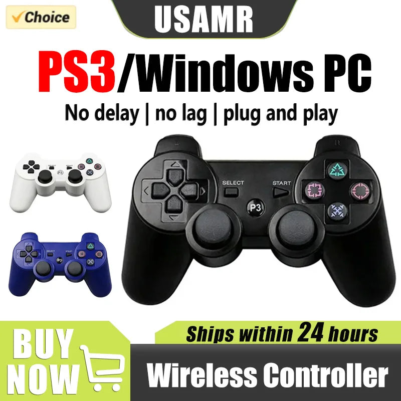 Wireless Gamepad for PS3: Bluetooth Connectivity, Vibration Feedback, ABS Environmental Protection Material & Snowflake Buttons