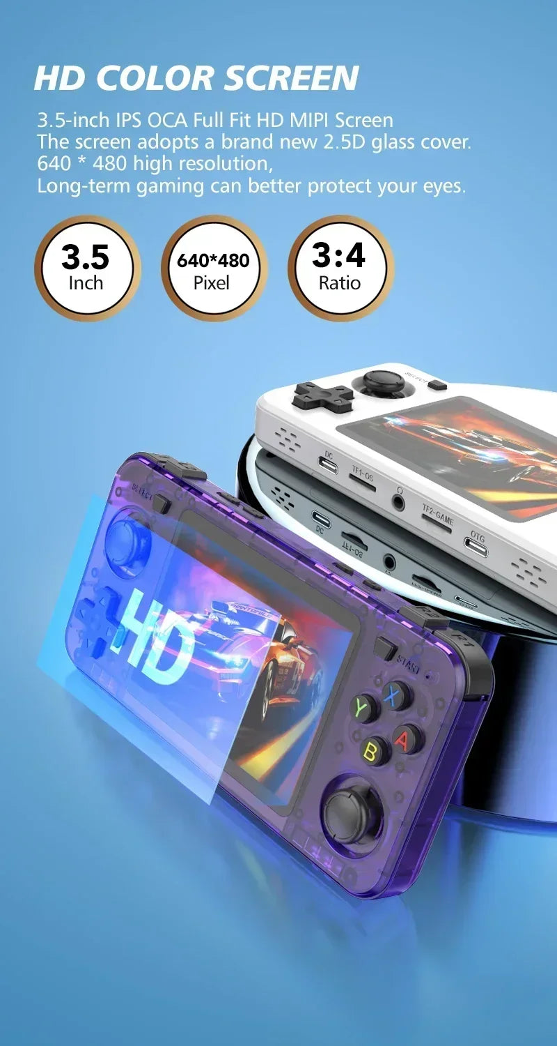 USAMR R36H Retro Handheld Game Console 3.5-inch IPS Screen Portable Open Source Linux System Classic Game Console Video Player