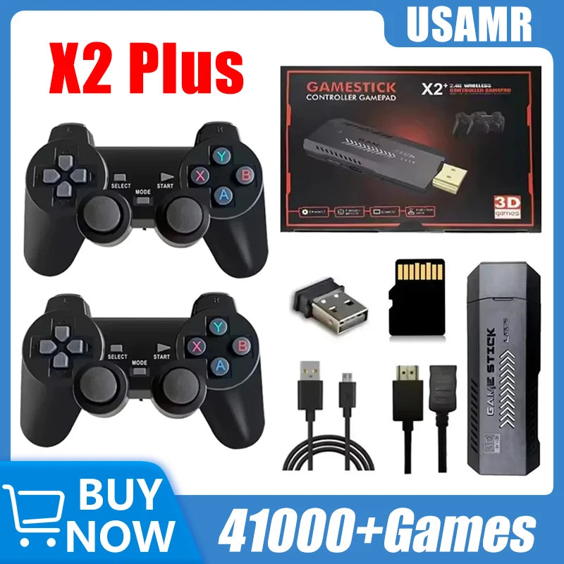 USAMR X2 Plus 4K Game Stick 256GB Retro Gaming Console with Wireless Controllers for 4K Classic Games