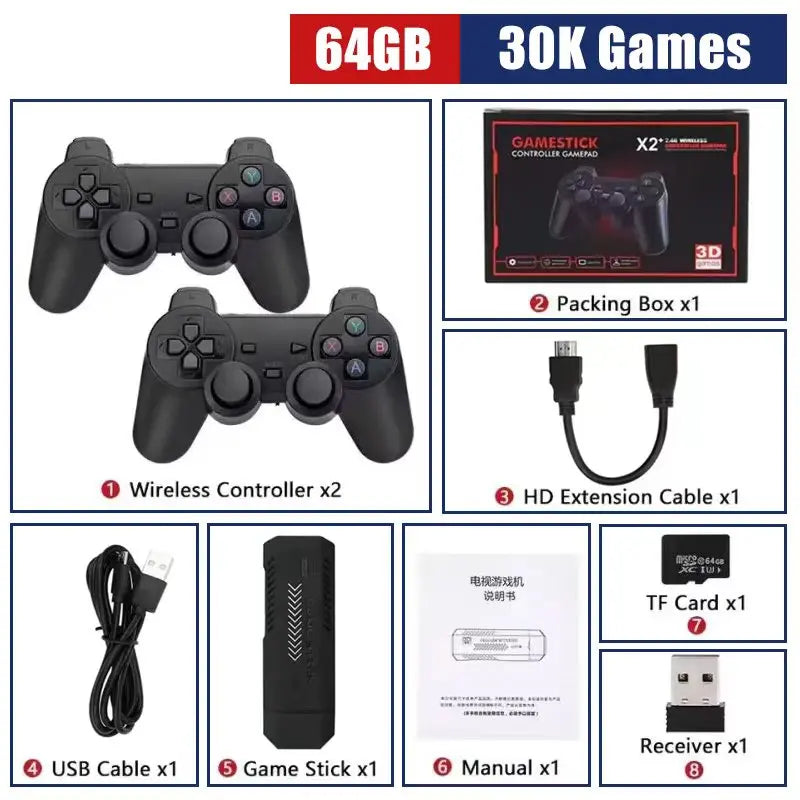 USAMR X2 Plus 4K Game Stick 256GB Retro Gaming Console with Wireless Controllers for 4K Classic Games