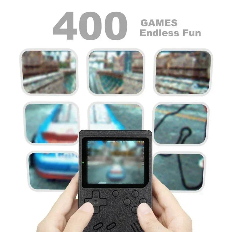 USAMR Mini Portable Retro Handheld Game Console: 400 Classic Nostalgic Games, 3in Screen, 2-Player Support & TV Output