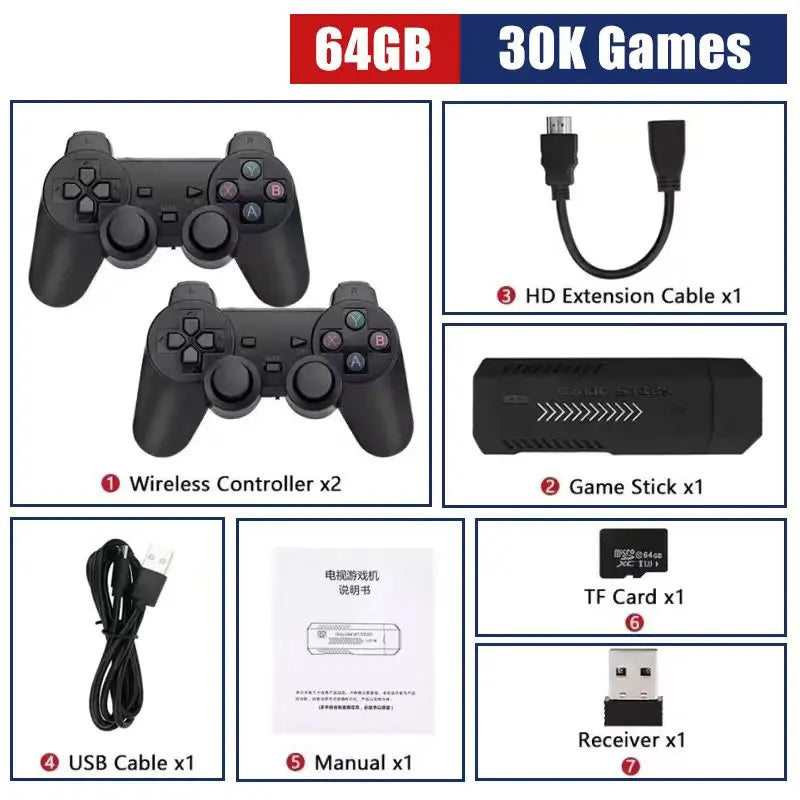 USAMR X2 Plus 4K Game Stick 256GB Retro Gaming Console with Wireless Controllers for 4K Classic Games
